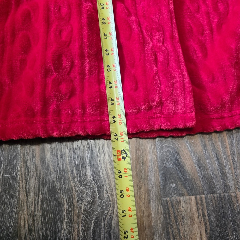 Liz Claiborne Sleepwear Red Plush Cable Knit Embossed Wrap Robe Large NWT - Picture 7 of 8